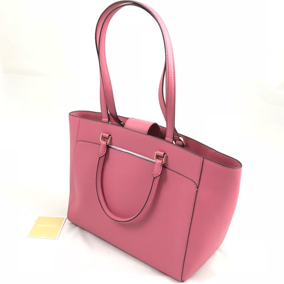 New! Michael Kors Pink Leather Large Satchel - Picture 7 of 8